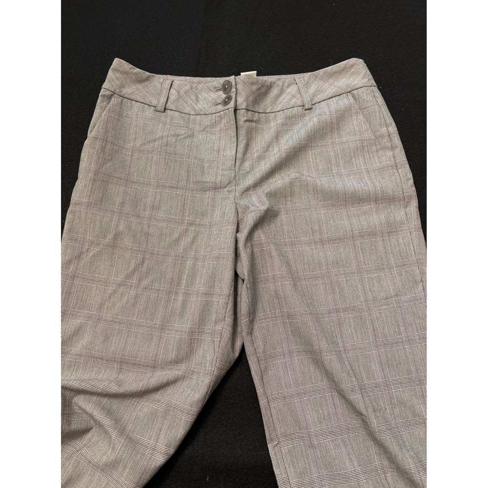 White House Black Market Trousers Women 4R Grey Excellent Plaid Legacy Wide Leg